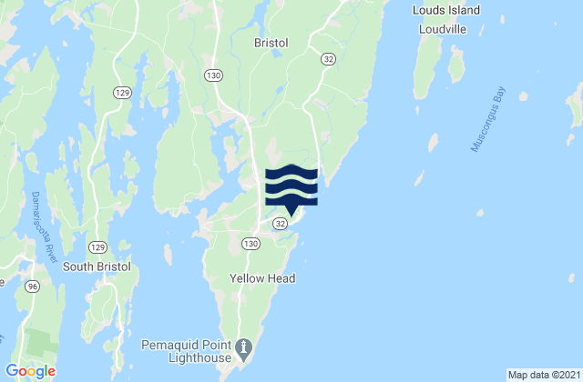 Karte der Gezeiten New Harbor (Muscongus Bay), United States