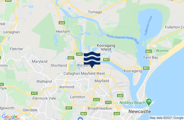 Karte der Gezeiten New Lambton, Australia