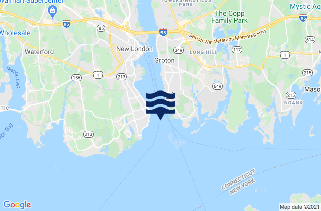 Karte der Gezeiten New London Harbor entrance, United States