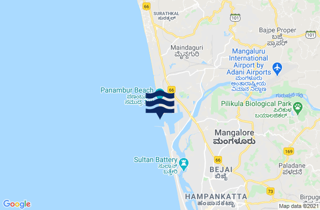 Karte der Gezeiten New Mangalore, India