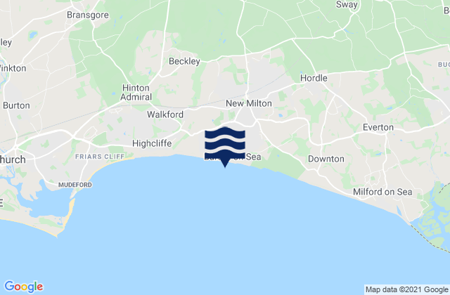 Karte der Gezeiten New Milton, United Kingdom