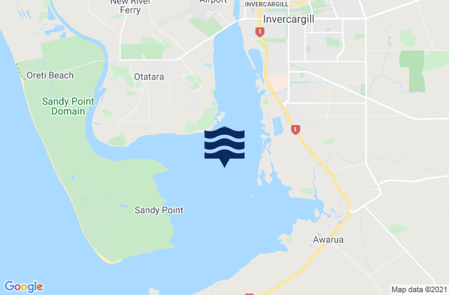 Karte der Gezeiten New River Estuary, New Zealand