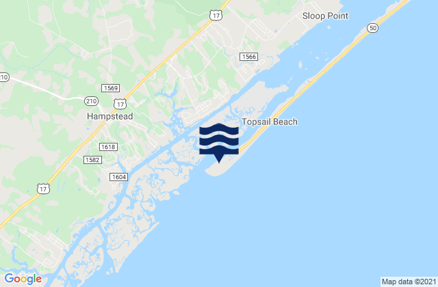Karte der Gezeiten New Topsail Inlet, United States