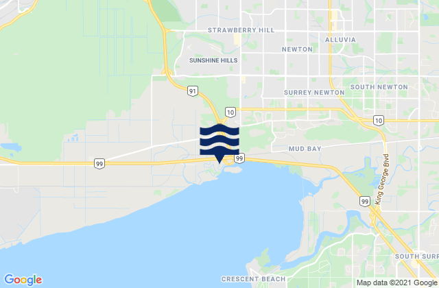 Karte der Gezeiten New Westminster, Canada