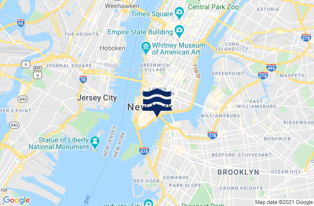 Karte der Gezeiten New York City, United States