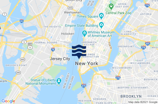 Karte der Gezeiten New York, United States