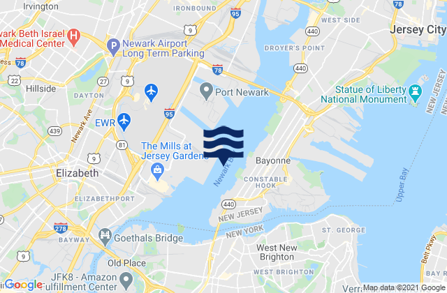 Karte der Gezeiten Newark Bay, United States