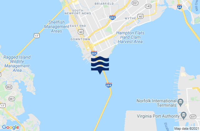 Karte der Gezeiten Newport News Channel west end, United States