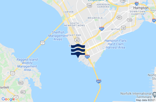 Karte der Gezeiten Newport News, United States