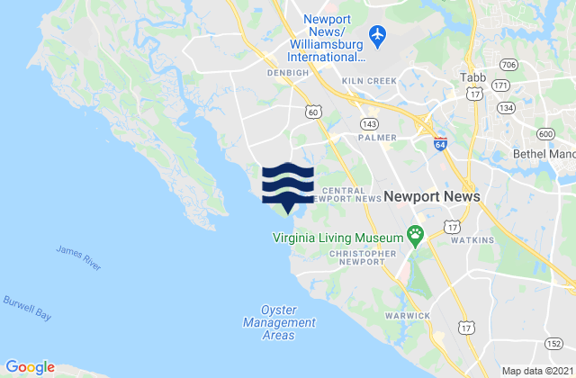 Karte der Gezeiten Newport River (Yacht Club), United States