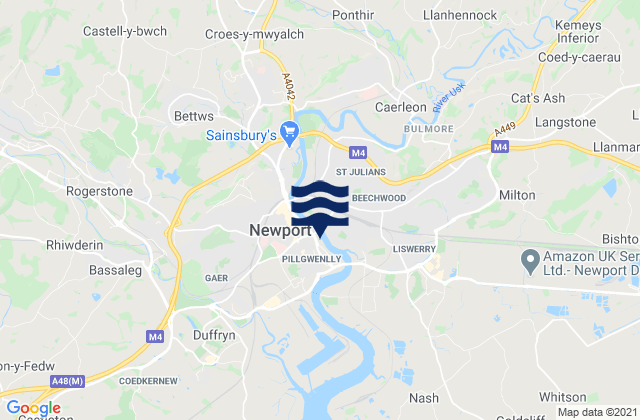 Karte der Gezeiten Newport, United Kingdom