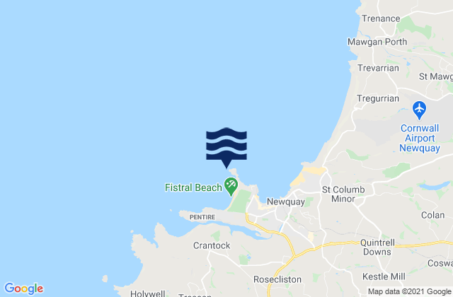 Karte der Gezeiten Newquay - Cribbar, United Kingdom