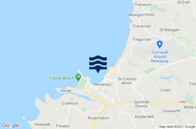Karte der Gezeiten Newquay - Tolcarne Wedge, United Kingdom