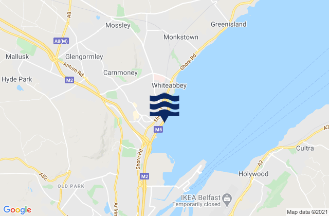 Karte der Gezeiten Newtownabbey, United Kingdom