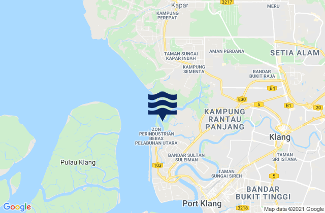 Karte der Gezeiten Nexus West End, Malaysia