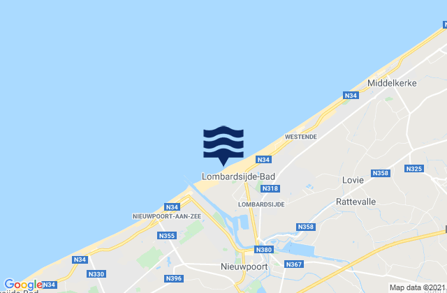 Karte der Gezeiten Nieuwpoort, Belgium