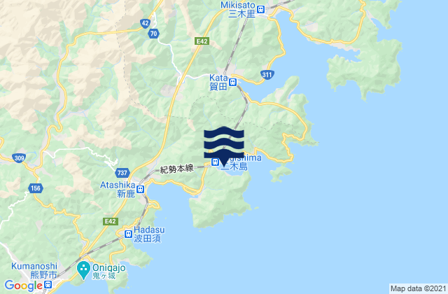 Karte der Gezeiten Nigisima, Japan