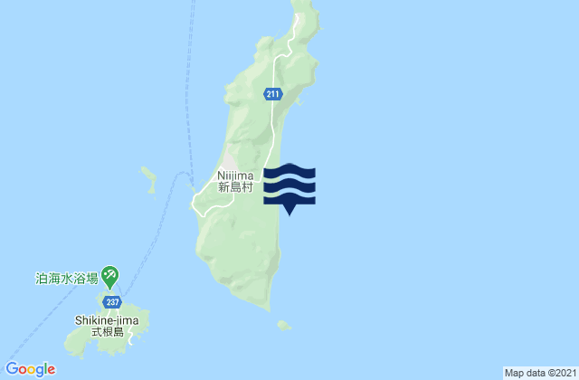Karte der Gezeiten Niijima, Japan