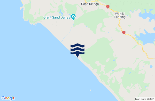 Karte der Gezeiten Ninety Mile Beach, New Zealand