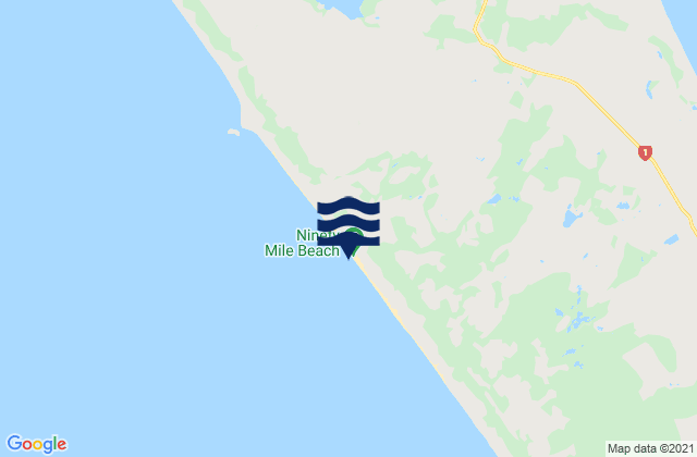 Karte der Gezeiten Ninety Mile Beach, New Zealand