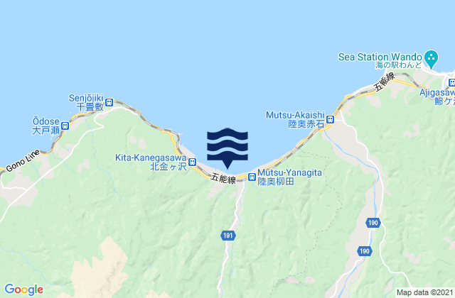 Karte der Gezeiten Nishitsugaru-gun, Japan