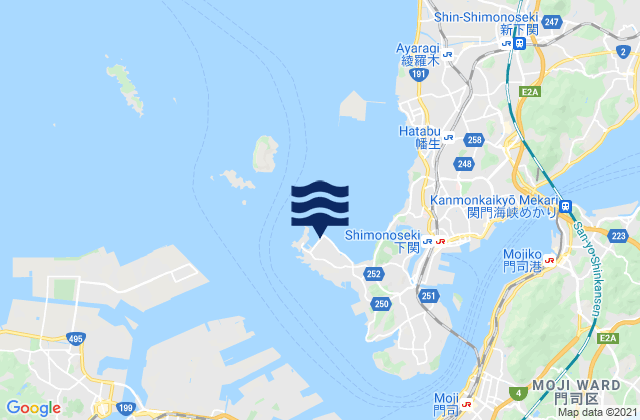 Karte der Gezeiten Nishiyamacho, Japan