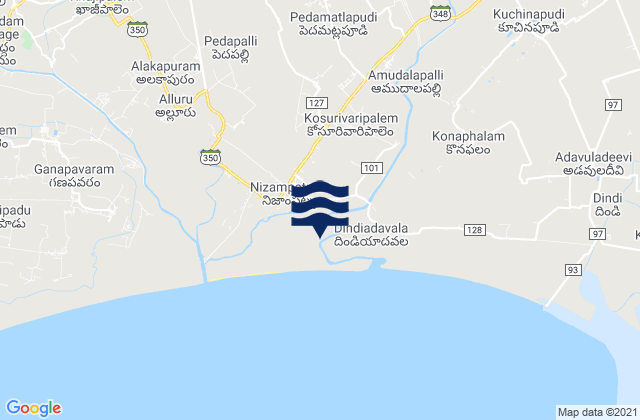 Karte der Gezeiten Nizampatam, India