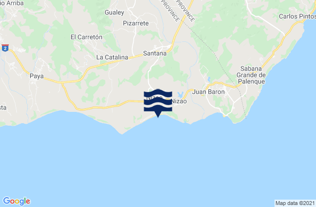 Karte der Gezeiten Nizao, Dominican Republic