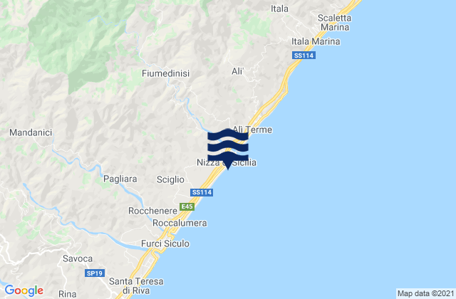 Karte der Gezeiten Nizza di Sicilia, Italy