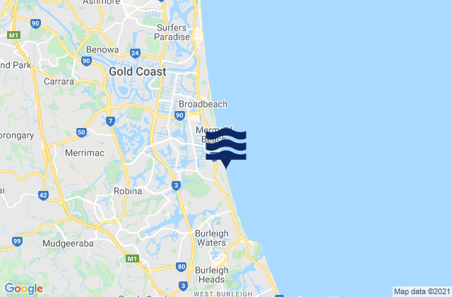 Karte der Gezeiten Nobby Beach, Australia