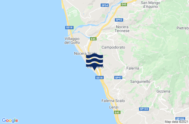 Karte der Gezeiten Nocera Terinese, Italy