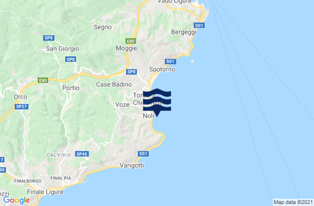 Karte der Gezeiten Noli, Italy