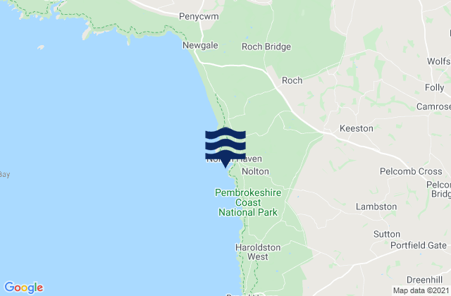 Karte der Gezeiten Nolton Haven Beach, United Kingdom