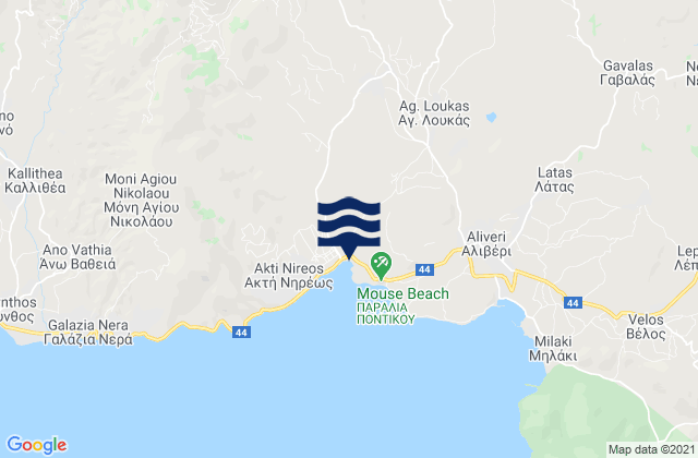 Karte der Gezeiten Nomós Evvoías, Greece
