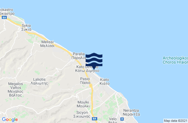 Karte der Gezeiten Nomós Korinthías, Greece