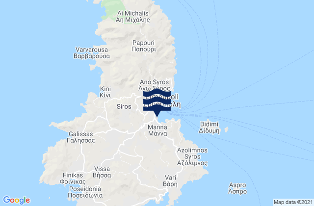 Karte der Gezeiten Nomós Kykládon, Greece