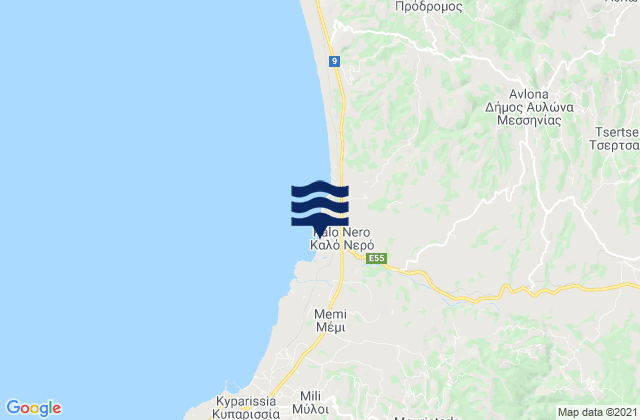 Karte der Gezeiten Nomós Messinías, Greece