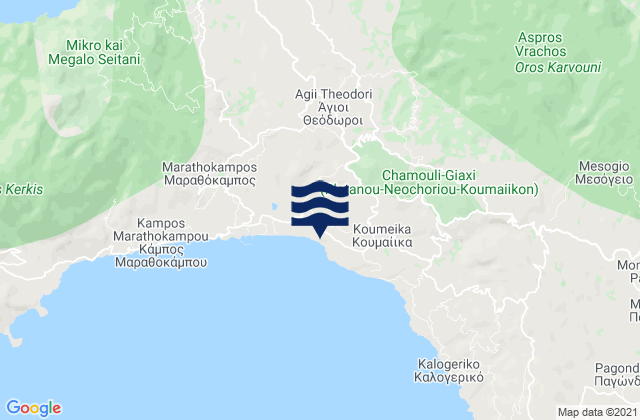Karte der Gezeiten Nomós Sámou, Greece