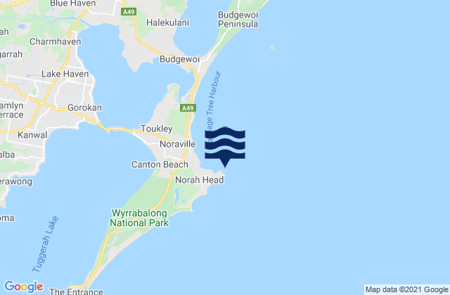 Karte der Gezeiten Norah Head Lighthouse, Australia