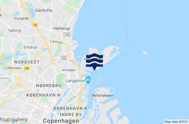 Karte der Gezeiten Nordhavnen, Denmark