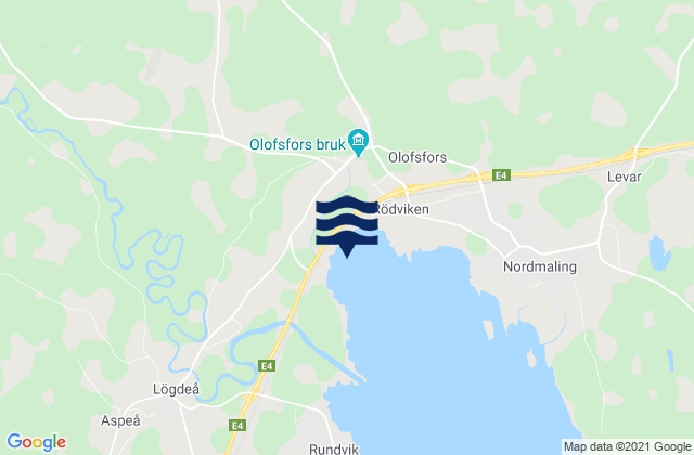 Karte der Gezeiten Nordmalings Kommun, Sweden