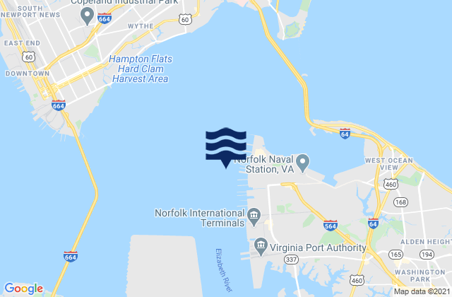 Karte der Gezeiten Norfolk Harbor Reach (Buoy R 8), United States