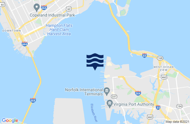 Karte der Gezeiten Norfolk Harbor Reach (Buoy R '8'), United States