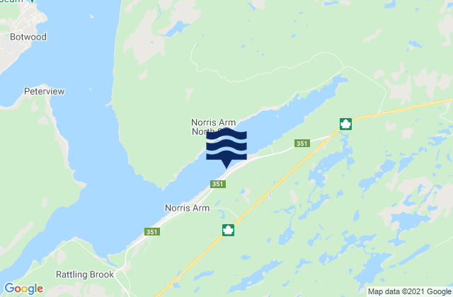 Karte der Gezeiten Norris Arm, Canada