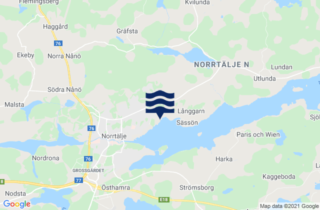 Karte der Gezeiten Norrtälje Kommun, Sweden