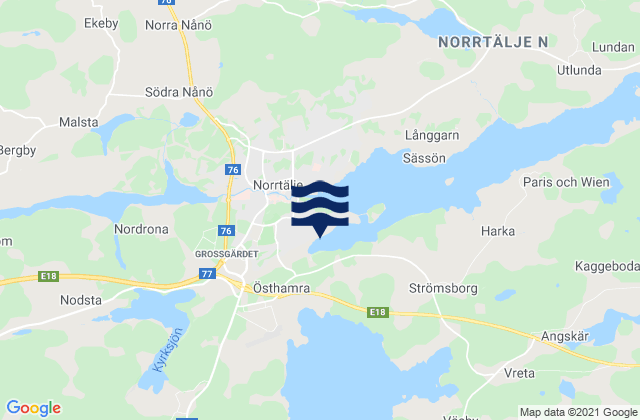 Karte der Gezeiten Norrtälje, Sweden