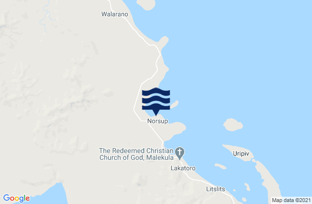 Karte der Gezeiten Norsup, Vanuatu