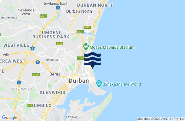 Karte der Gezeiten North Beach, South Africa