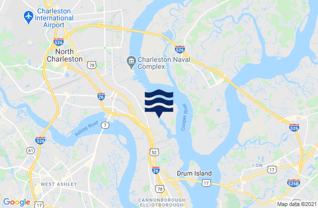 Karte der Gezeiten North Charleston, United States