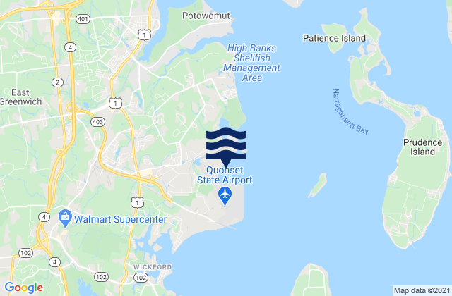Karte der Gezeiten North Kingstown Beach, United States